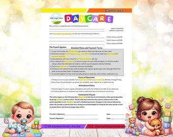 Contractsjabloon kinderopvang: bewerkbare formulieren voor thuisopvang (digitale download)