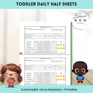 Toddler Half Sheets Daily Log| Customizable Daily Report | Parent Communication| Licensed Childcare Centers| In-home Daycares and Preschool