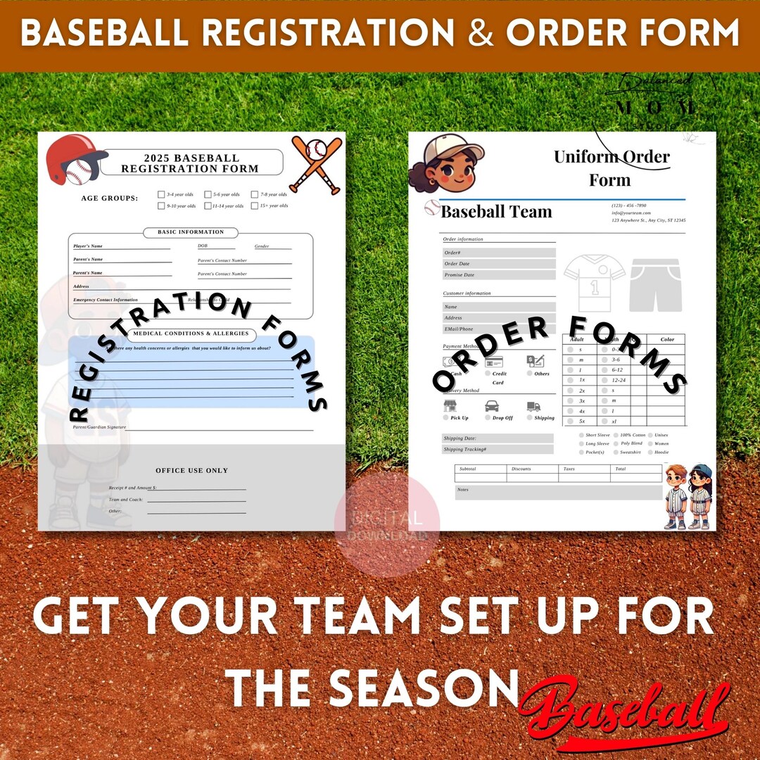 Baseball Registration and Order Form | Digital Printable PDF | Canva ...