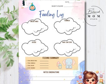Infant Feeding Schedule: Daily Baby Tracker, Nanny Log (Canva Template)