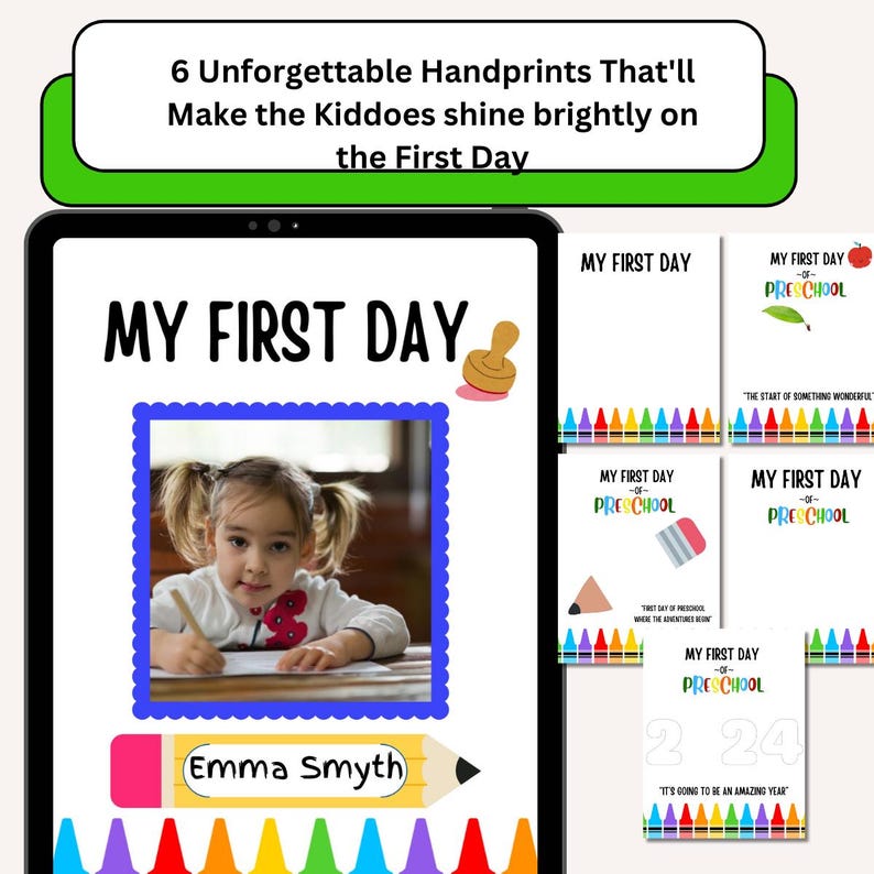 My First Day of School Handprint Art Bundle| 6editable Canva Template ...