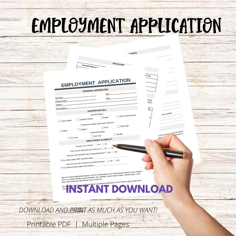 Hiring Made Easy: Printable Childcare Employment Form|daycare Employee ...