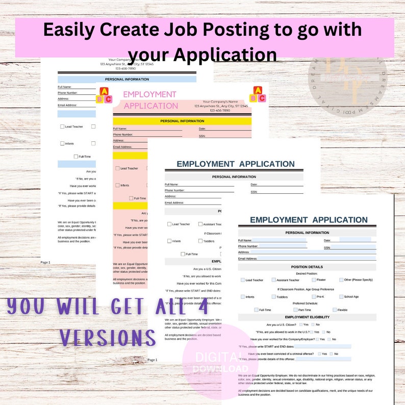 Hiring Made Easy: Printable Childcare Employment Form|daycare Employee ...