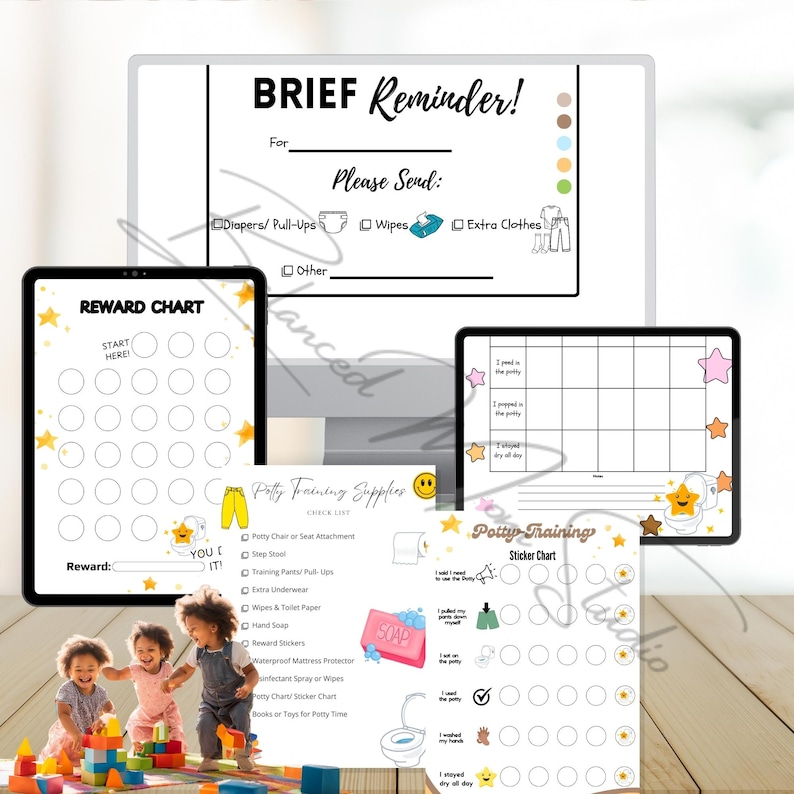 Toddler Potty Training Chart Bundle: Checklist & Reward Stickers ...