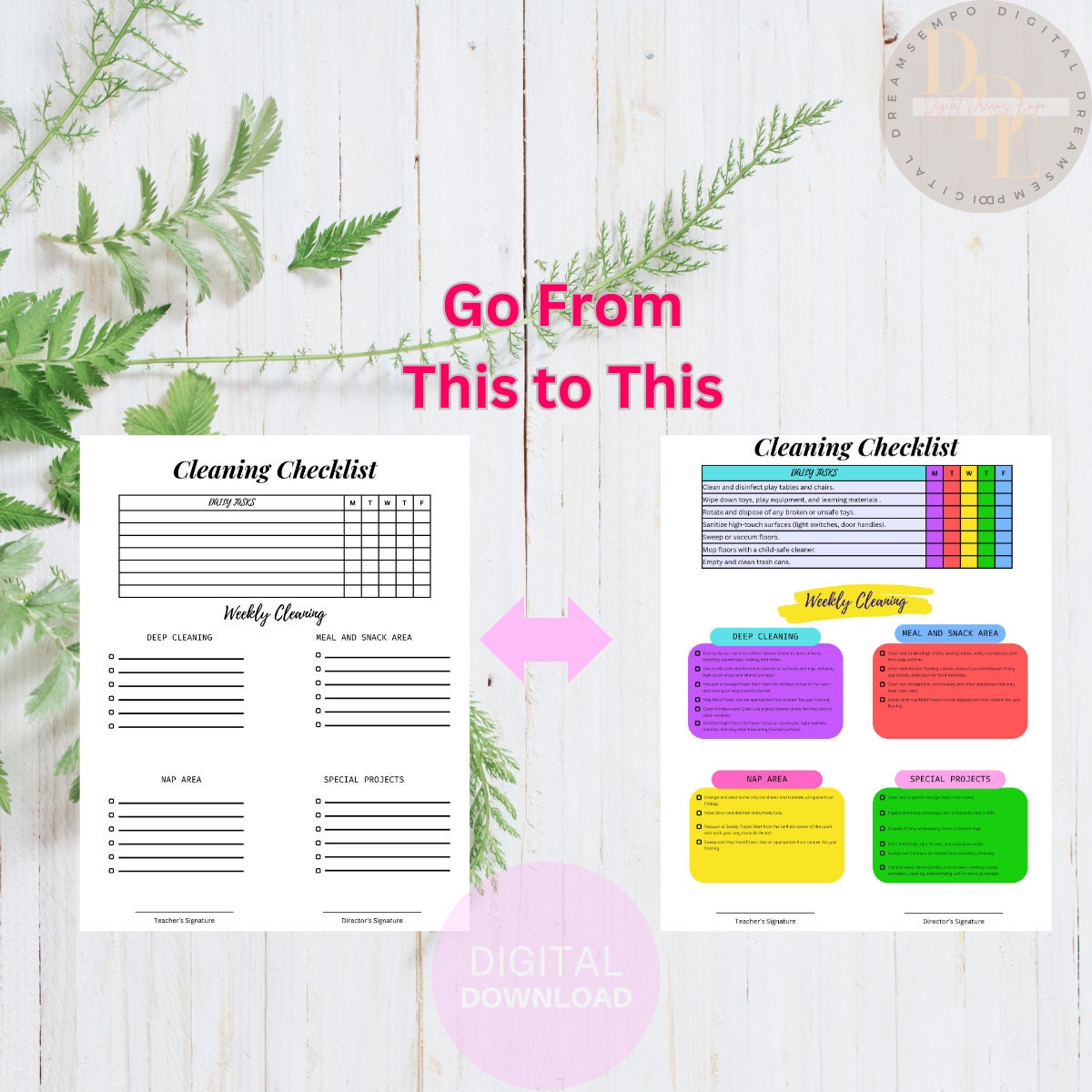 Toddler Classroom Cleanliness Checklist Teacher's Cleaning Routine ...