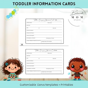 Emergency Contact Form for Daycare  Bundle | Editable Canva Template & Printable PDF | Emergency Contact, Allergy and Pediatric Info|