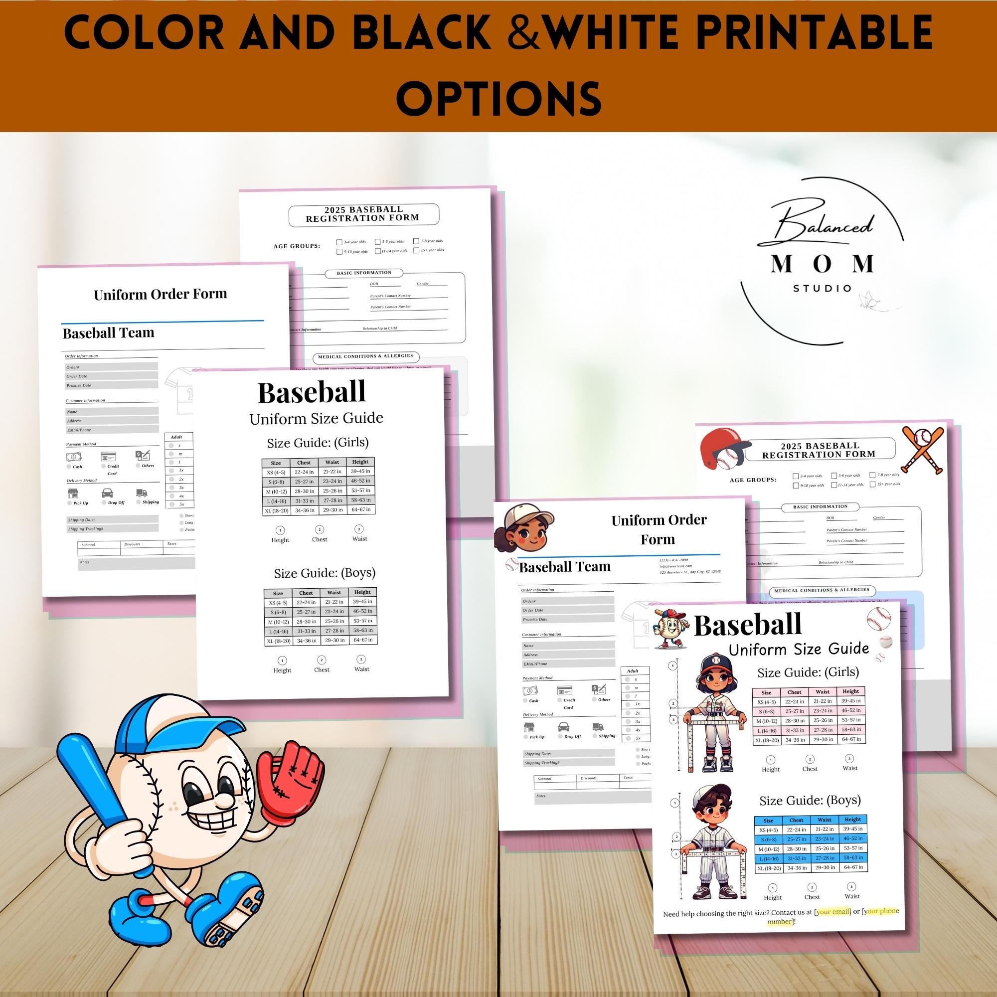 Baseball Registration and Order Form | Digital Printable PDF | Canva ...