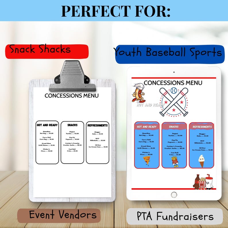 Vintage Baseball Concession Stand Menu Template (digital Download) - Etsy