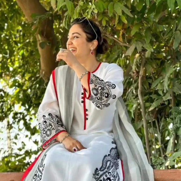 Pantaloni kurta di abbigliamento etnico pakistano con dupatta, abiti firmati per donna, pronti da indossare salwar kameez, abiti da festival