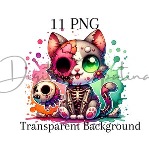 Gato brujo Clipart 11 PNG Descarga digital Técnica mixta Álbum de recortes digital Diario basura Sublimación Fondo transparente Impresiones digitales