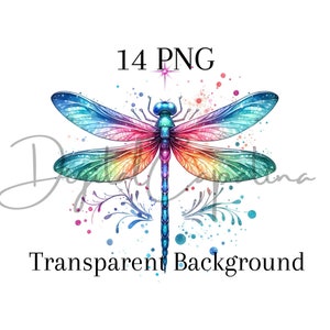 Magische Libelle Clipart 14 PNG Digitaler Download Mixed Media Wandkunst Digitales Papierhandwerk Kommerzielle Lizenz Digitale Planer-Sublimation