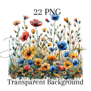 Aquarela Flores silvestres 22 PNG Flores silvestres Download digital para impressão em aquarela Clipart Estampas de flores Mídia mista Papel digital Junk Journal