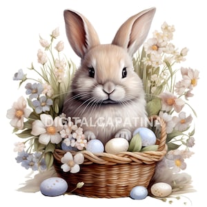 Conejito de Pascua 8 JPG de alta calidad, imágenes prediseñadas de Pascua, imágenes prediseñadas de primavera, descarga digital, libro de chatarra, papel digital, impresiones digitales, diario basura