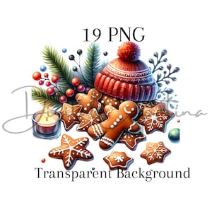 Weihnachtsplätzchen Clipart 19 PNG Digital Download, kommerzielle Lizenz, digitale Papiermodelle, Weihnachts Clipart Urlaub Clipart Wandkunst
