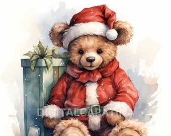 Christmas Bear Clipart 13 High Quality JPGs, Merry Christmas, Digital Download, Card Making, Digital Paper Craft, Commercial License