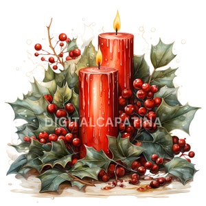 Weihnachtskerze Clipart 12 hochwertige JPGs, Frohe Weihnachten, digitaler Download, Kartenherstellung, digitale Papiermodelle, Weihnachtsschnittdateien