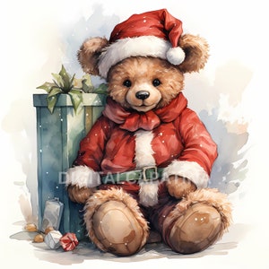 Weihnachtsbär Clipart 13 hochwertige JPGs, Frohe Weihnachten, digitaler Download, Kartenherstellung, digitales Papiermodell, kommerzielle Lizenz