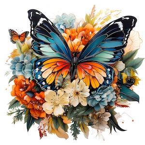 Flower Butterfly Clipart 14 High Quality Jpgs, Digital Downloads, Card ...