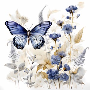 Flower Butterfly Clipart 15 hoge kwaliteit JPG's, digitale downloads, kaart maken, mixed media, digitale papierambachten, commercieel gebruik