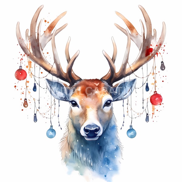 Christmas Reindeer Clipart 12 High Quality JPGs, Merry Christmas, Digital Download, Card Making, Digital Paper Craft, 4096 * 4096 pixels