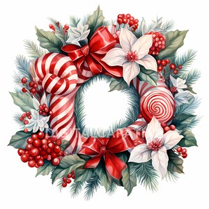 Christmas Wreath Clipart 8 High Quality JPGs, Merry Christmas, Digital Download, Card Making, Digital Paper Craft, Holly and Berry image 6