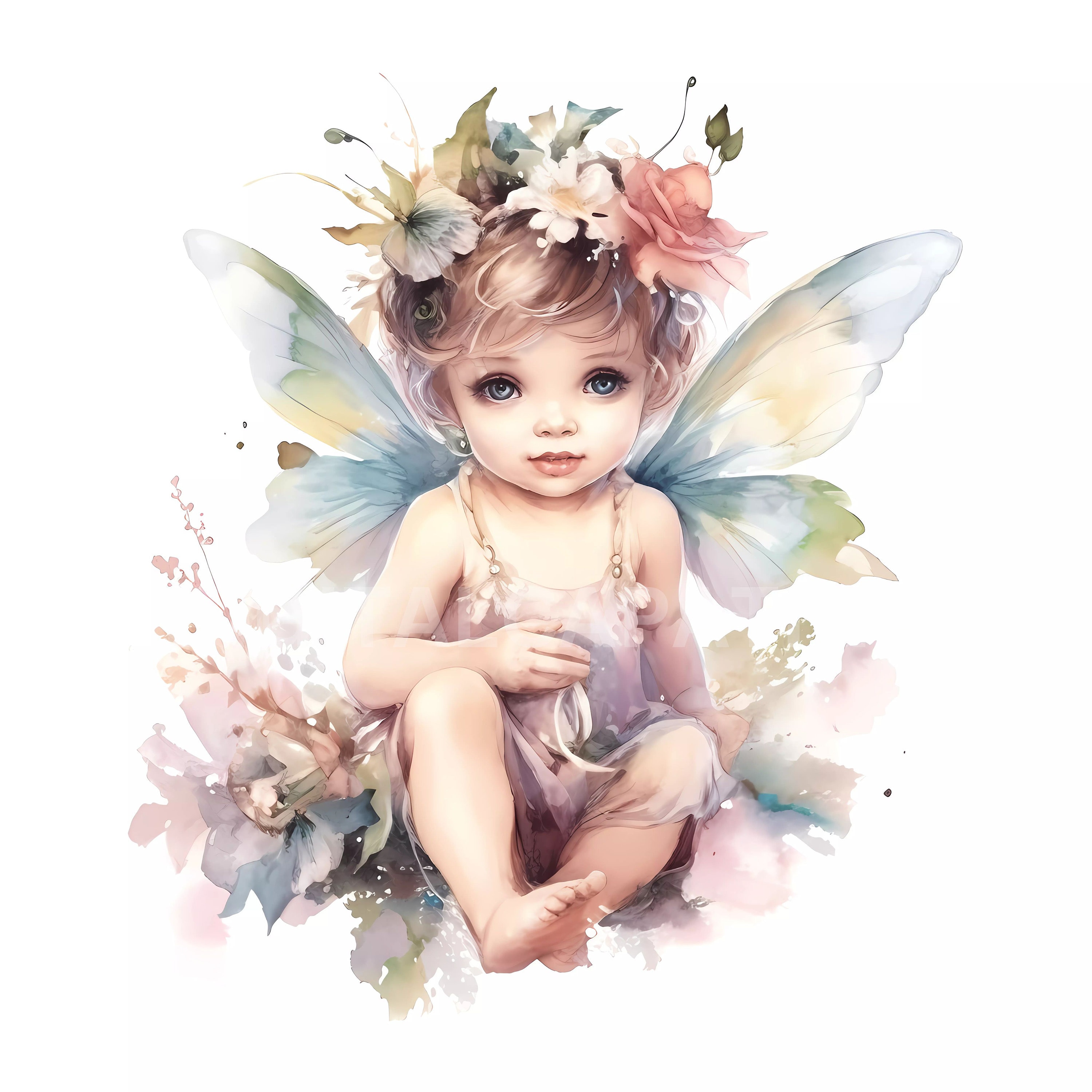Watercolor Baby Fairy Clipart Bundle 10 High Quality Jpgs, Digital ...