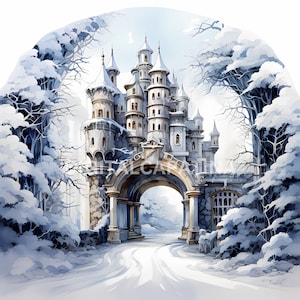 Winter Wonderland Clipart 14 JPG de alta calidad, acuarela invierno clipart, descarga digital, uso comercial, fabricación de tarjetas, papel digital