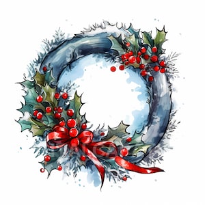Christmas Wreath Clipart 18 High Quality JPGs, Merry Christmas, Digital Download, Card Making, Digital Paper Craft, Christmas Sublimation