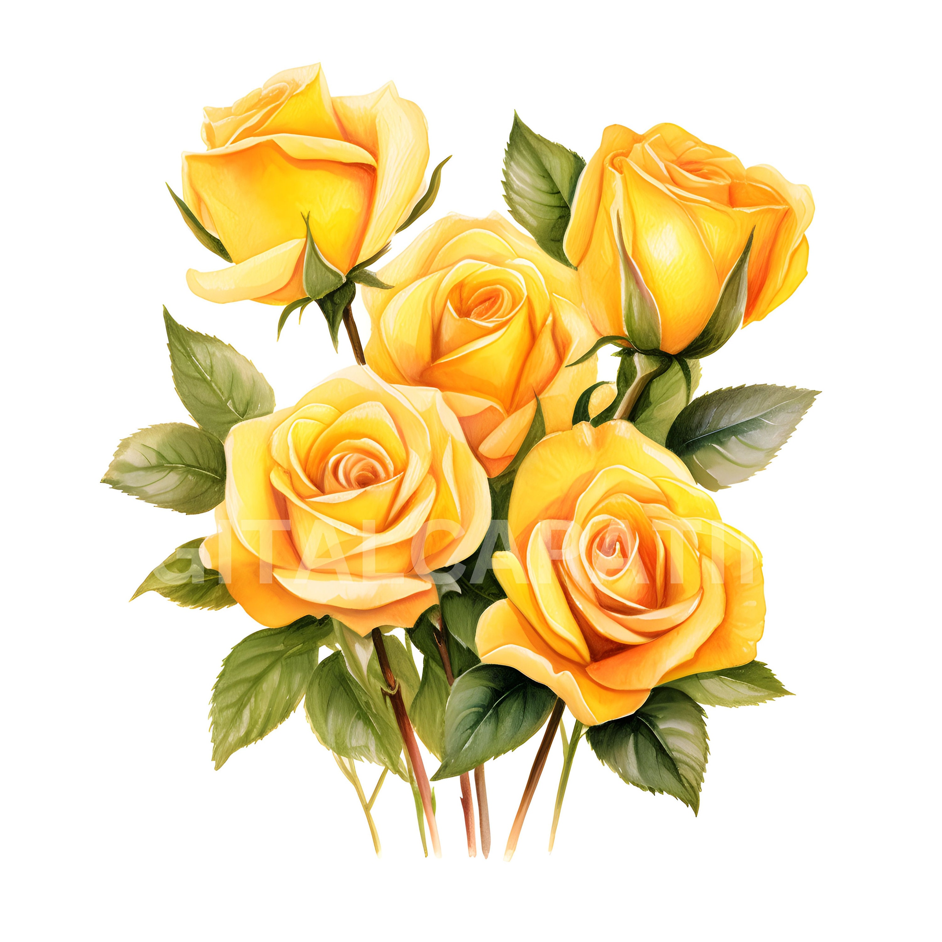 Yellow Roses Download Yellow Roses Clipart 10 High Quality Jpgs, Digital Downloads,wedding ...