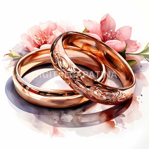 Hochzeit Clipart 11 hochwertige JPGs, Ring Clipart Digital Download für Hochzeitseinladung, Kartenherstellung, Mixed Media, Hochzeitsbuch