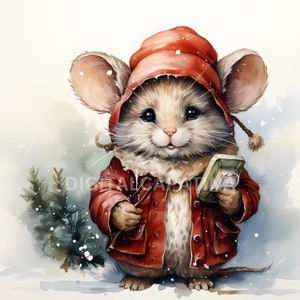 Christmas Mouse Clipart 14 High Quality JPGs, Merry Christmas, Digital Download, Commercial License, Card Making, Digital Paper Craft