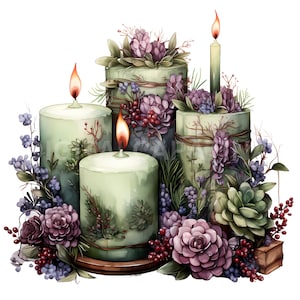 Weihnachtskerze Clipart 14 hochwertige JPGs, Frohe Weihnachten, digitaler Download, Kartenherstellung, digitale Papiermodelle, Weihnachtsschnittdateien