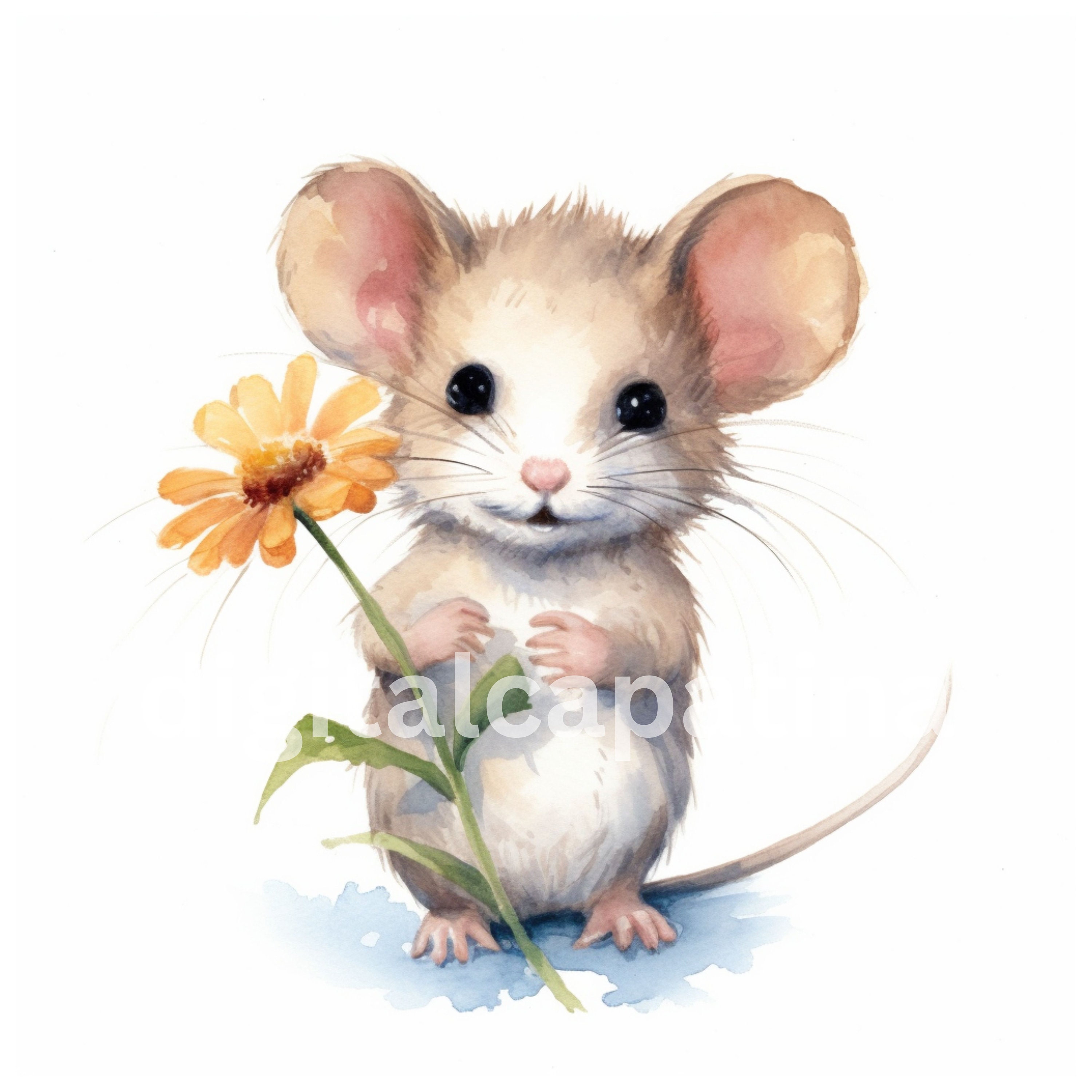 Mouse With Flower Clipart 17 High Quality Jpgs Mouse Clipart - Etsy