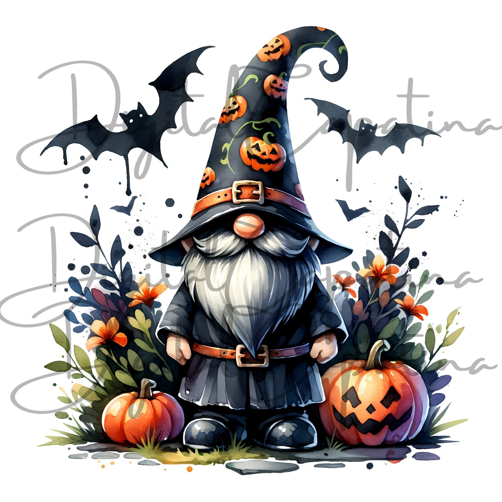 ハロウィン ノーム クリップアート 12 PNG デジタル ダウンロード 魔女