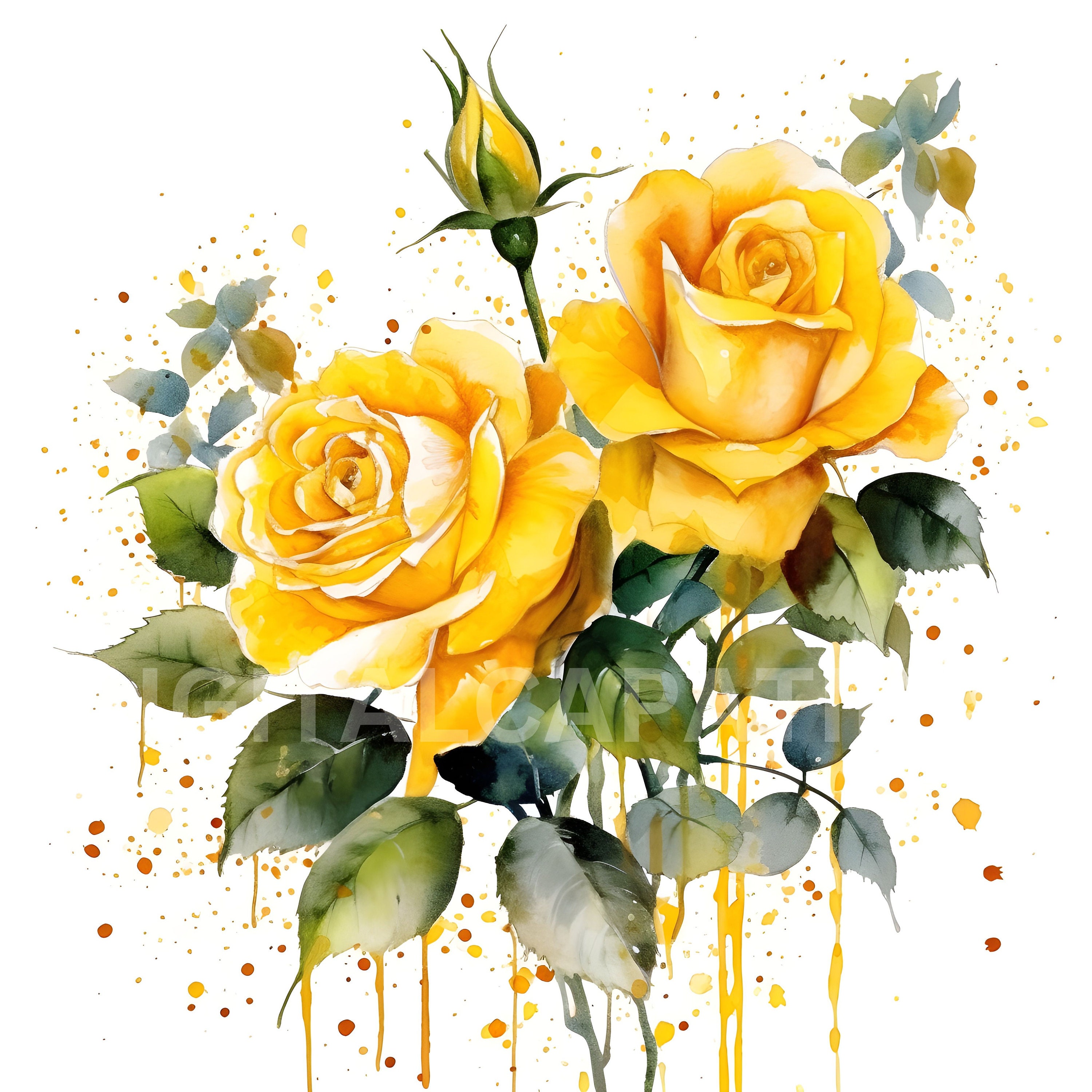 Yellow Roses Download Yellow Roses Clipart 10 High Quality Jpgs, Digital Downloads,wedding ...