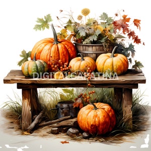 Thanksgiving Clipart 10 High Quality JPGs, Digital Download, Digital Planner, Junk Journaling, Watercolor Painting, Watercolor Clipart
