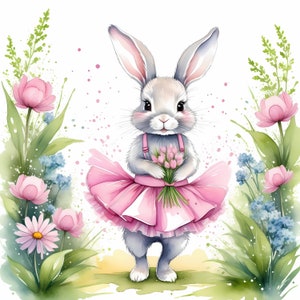 Conejito de Pascua 14 JPG de alta calidad, imágenes prediseñadas de Pascua, imágenes prediseñadas de primavera, descarga digital, libro de chatarra, papel digital, impresiones digitales, diario basura