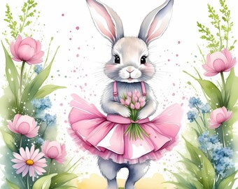Easter Bunny 14 High Quality JPGs, Easter Clipart, Spring Clipart, Digital Download, Scrap book, Digital Paper, Digital Prints, Junk Journal