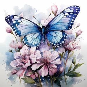 Clipart de borboleta de flor 14 JPGs de alta qualidade, downloads digitais, criação de cartões, mídia mista, artesanato em papel digital, uso comercial