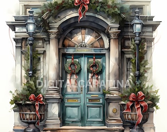 Watercolor House Clipart 12 High Quality JPGs, Watercolor Winter Clipart, Digital Download, Commercial Use, Card Making, Digital Paper Craft