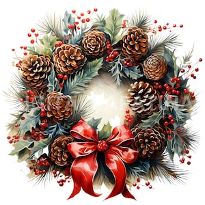 Clipart ghirlanda di Natale 13 JPG di alta qualità, Buon Natale, Download digitale, Creazione di cartoline, Mestiere con la carta digitale, File di Natale