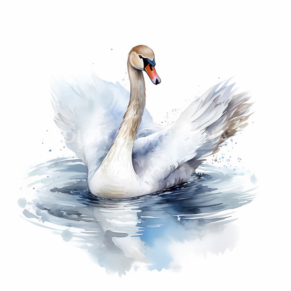 Swan Clipart 13 fichiers JPG haute qualité mariage Clipart téléchargement numérique carte faisant des techniques mixtes papier numérique artisanat oiseau Clipart produits numériques