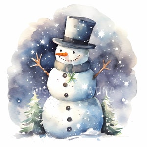 Clipart de bonhomme de neige de Noël 16 fichiers JPG de haute qualité, téléchargement numérique, licence commerciale, clipart Noël, créations numériques en papier, journal indésirable