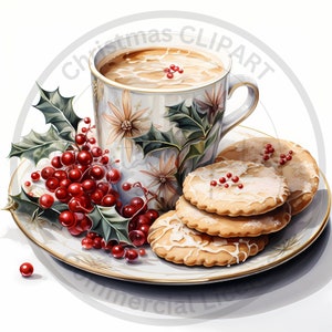 Weihnachtsplätzchen Clipart 12 hochwertige JPGs, Kaffeetasse Clipart, digitaler Download, kommerzielle Lizenz, Kartenherstellung, digitales Papiermodell