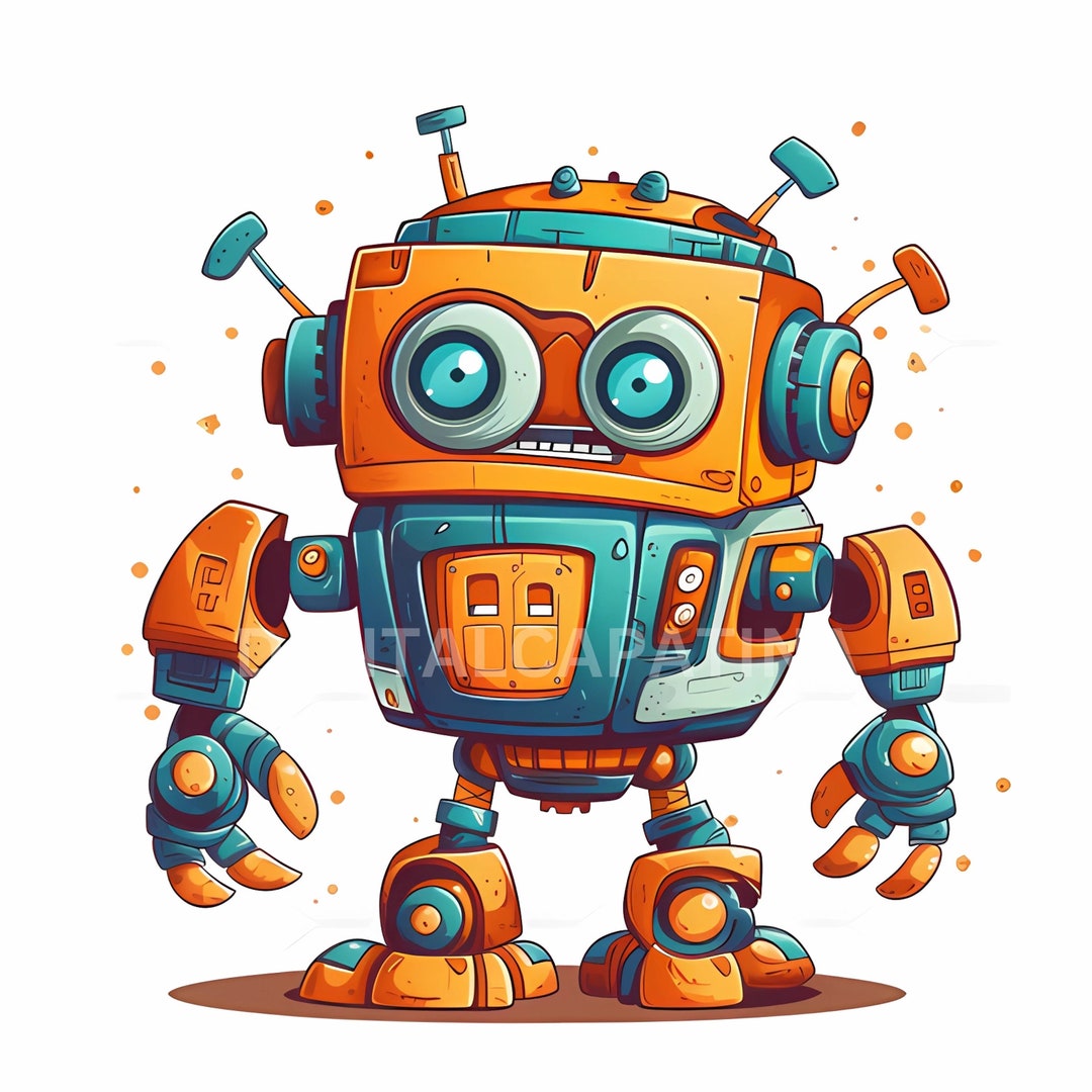 Cute Robot Clipart 14 High Quality Jpgs, Childrens Clipart, Digital ...