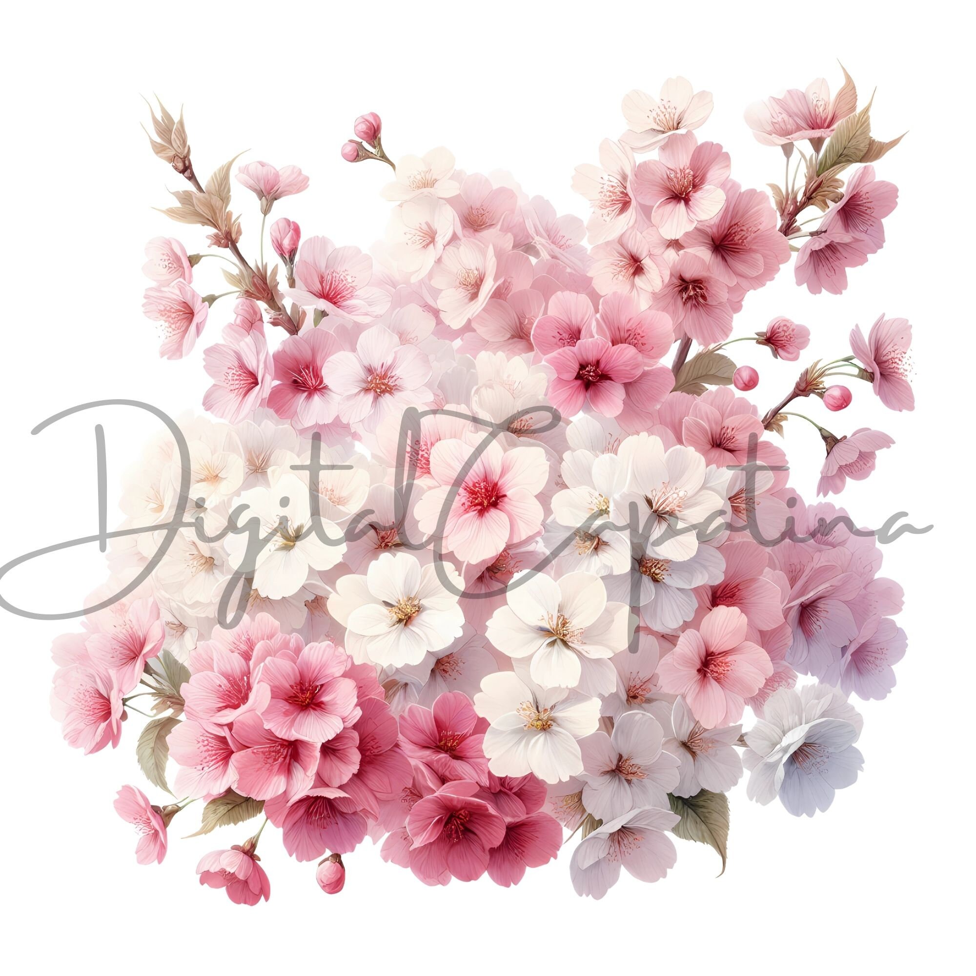 Watercolor Spring Flowers Clipart 20 PNG Digital Download Mixed Media ...