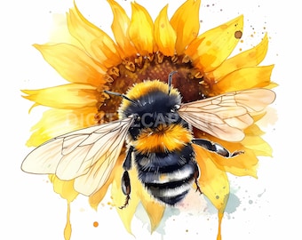 Bumblebee Clipart 9 JPG de alta calidad, descarga digital, fabricación de tarjetas, artesanía de papel digital, imágenes prediseñadas de acuarela, diario