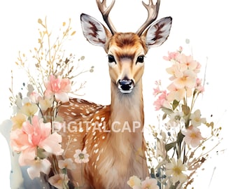 Deer Clipart 10 High Quality JPGs Scrapbooking Supplies, Spring Clipart for DIY Crafts, Digital Products Best Seller, Digital Prints