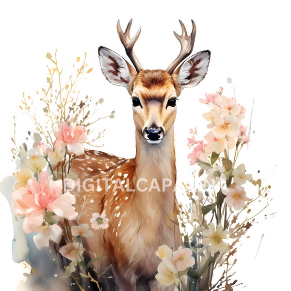 Deer Clipart 10 High Quality JPGs Scrapbooking Supplies, Spring Clipart for DIY Crafts, Digital Products Best Seller, Digital Prints