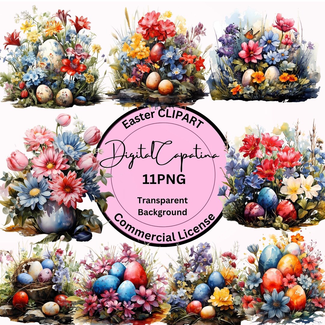 Easter Clipart Easter Png Spring Clipart Easter Eggs Etsy